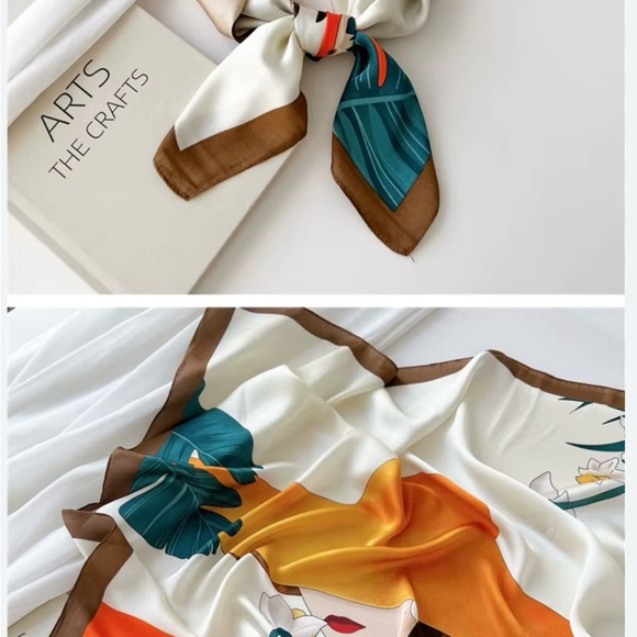 Silk Feeling Scarf for Women Square Satin Head Scarf Hair Wrap Bandana - Picture 2 of 4